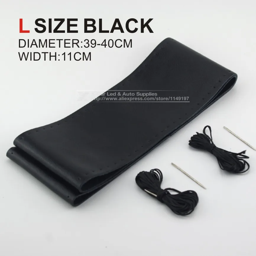Black L DIY, высокое качество, Натуральная Воловья кожа, чехол на руль, гоночный руль с иглами и резьбой, 3 цвета - Название цвета: Black L