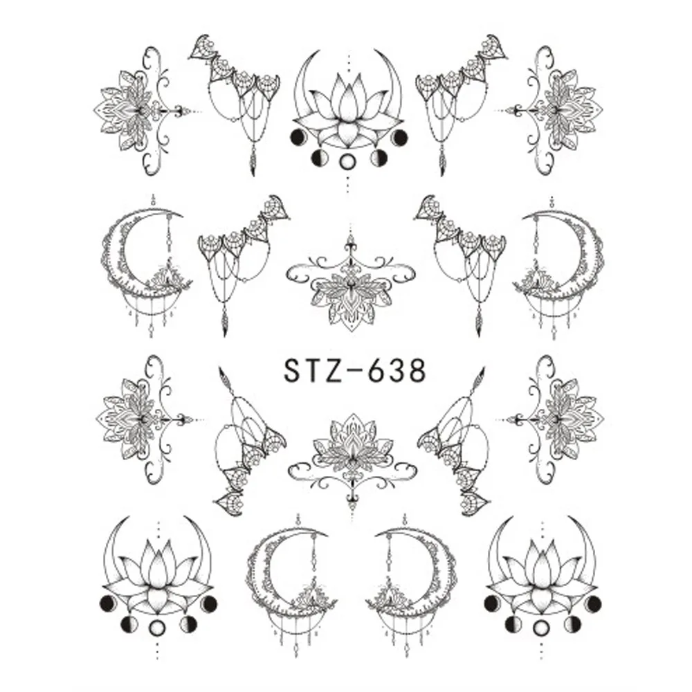 STZ638 1 шт, белые, черные наклейки для ногтей, переводные наклейки для воды, украшение, мечта, катер, слайдер для Типсы для ногтей «сделай сам», LASTZ634-658 - Цвет: STZ638