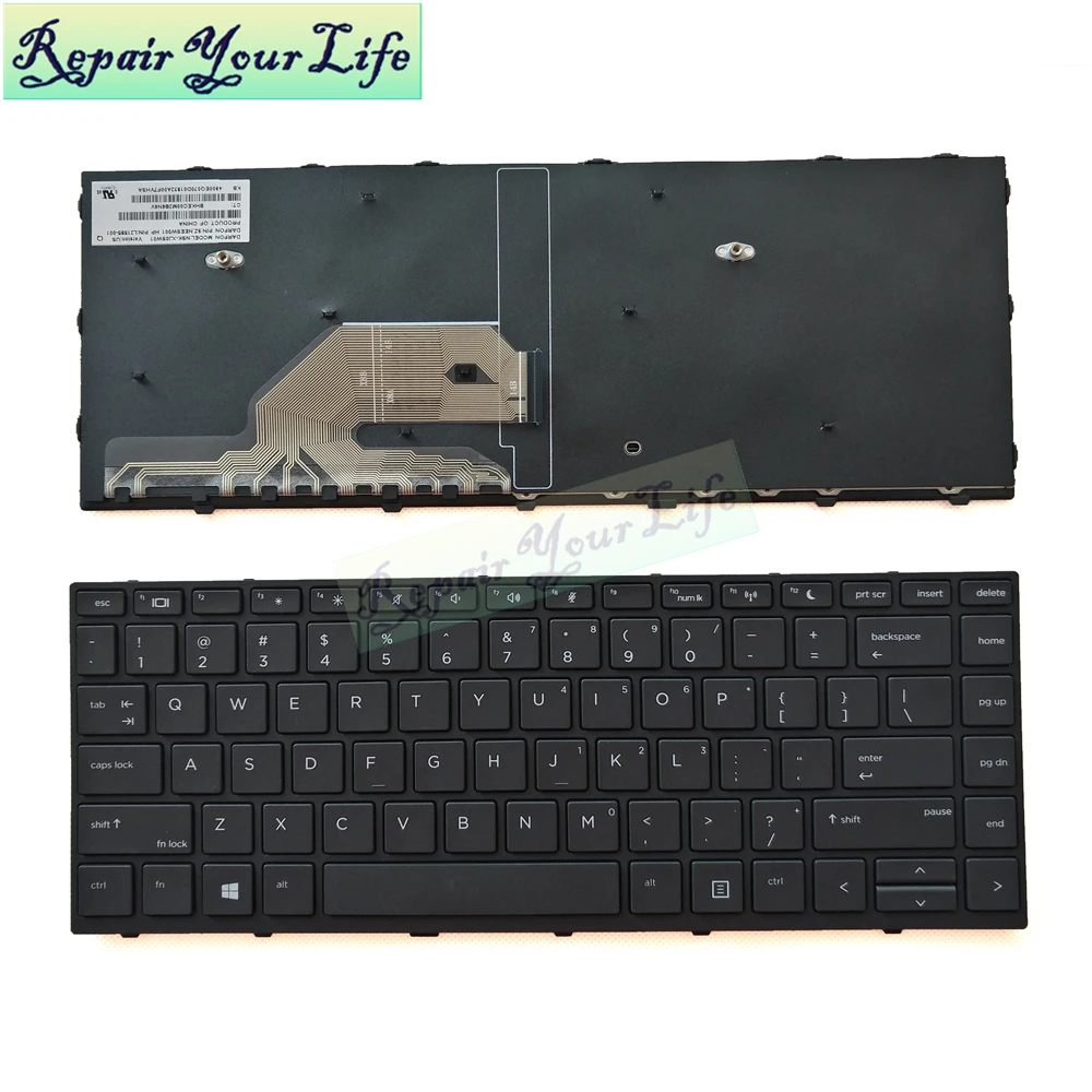Клавиатура для ноутбука HP ProBook 430 G5 440 G5 445 G5 ZHAN 66 Pro G1 с подсветкой и черной рамкой