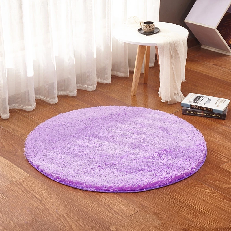 lilac Круглый белый плюшевый коврик для украшения дома, толстый нескользящий коврик для ванной комнаты, коврик для гостиной, мягкий коврик для спальни, коврик для йоги - Цвет: lilac