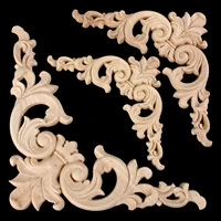 1pc woodcarving decal corner applique frame door decorate wall doors furniture decorative figurines wooden miniatures