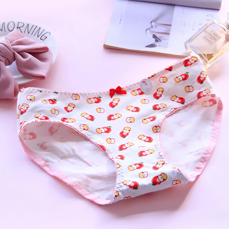 ZAVACE новое нижнее белье из хлопка женские большие размеры apple принт мультфильм