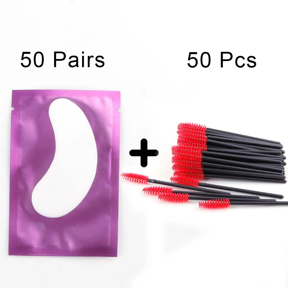 purple set4 100 шт накладки для глаз бумажные нашивки наклейки "ресницы" обертывание и 50 шт одноразовая щетка для ресниц для 150 шт ресницы удлинитель Макияж инструмент - Цвет: purple set4