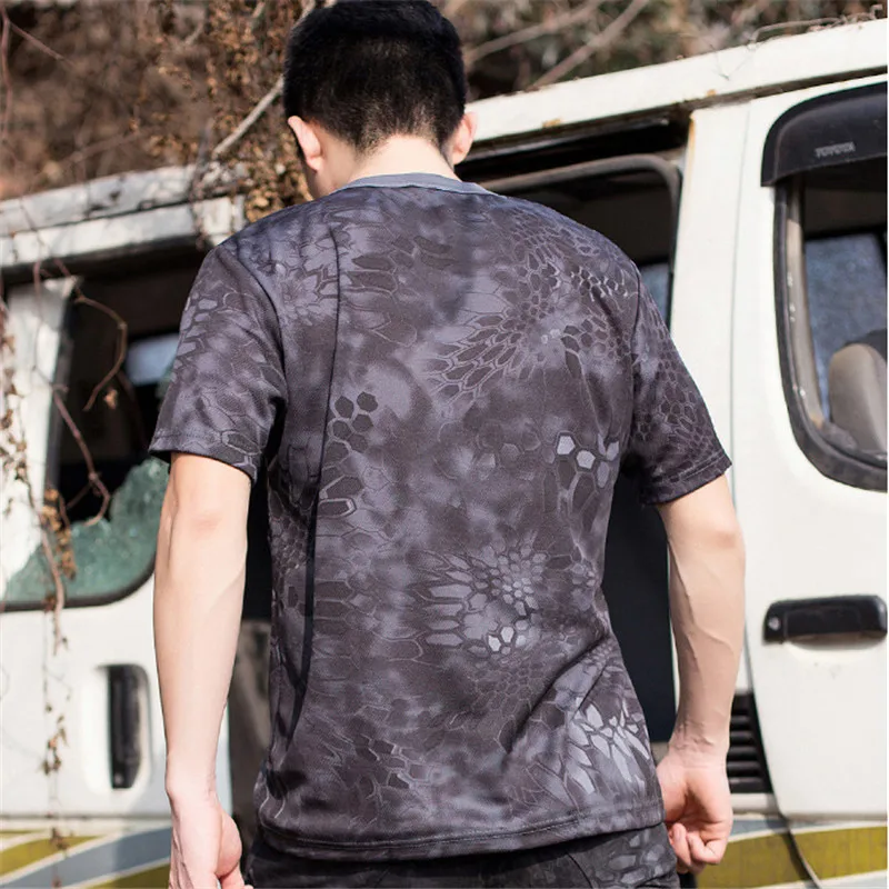 

Camouflage T-Shirt Quick Dry Breathable Tights Army Tactical T-shirt Mens Compression T Shirt Fitness Summer Running Outdoor New