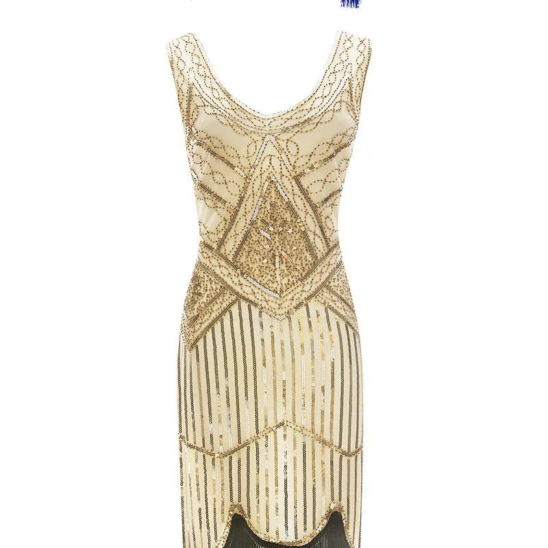Дамы бахрома Хлопушка блестками маскарадное платье без рукавов взрослый костюм для Чарльстона THE GATSBY 1920'S 1930'S