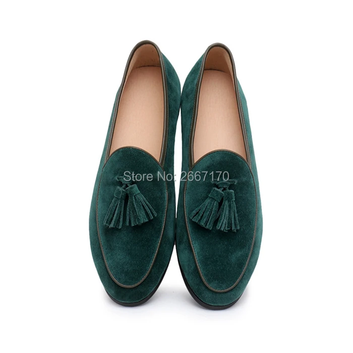 Top Quality Gentlemen Business Casual Shoes Plus Size Slip On Flats Man Black Brown Blue Green Suede Leather Tassel Loafers Men | Обувь