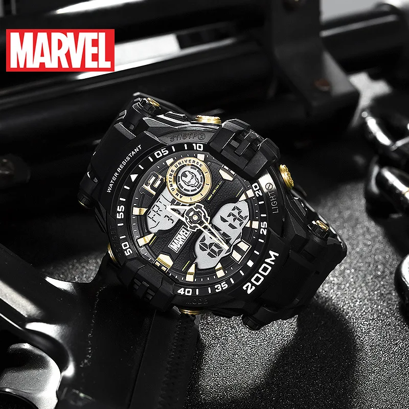 MARVEL Мужские часы Роскошные Железный человек 20Bar водонепроницаемые цифровые мужские наручные часы Модные Спортивные Полный календарь disney Мальчики Часы