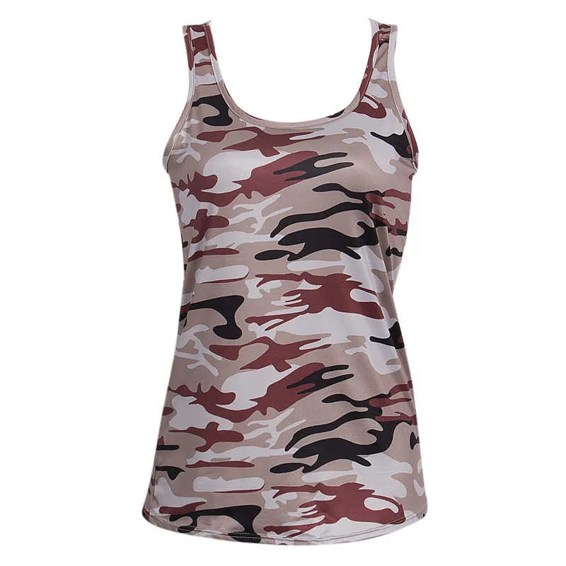 Женский Камуфляжный жилет без рукавов Повседневная футболка с цветочным принтом