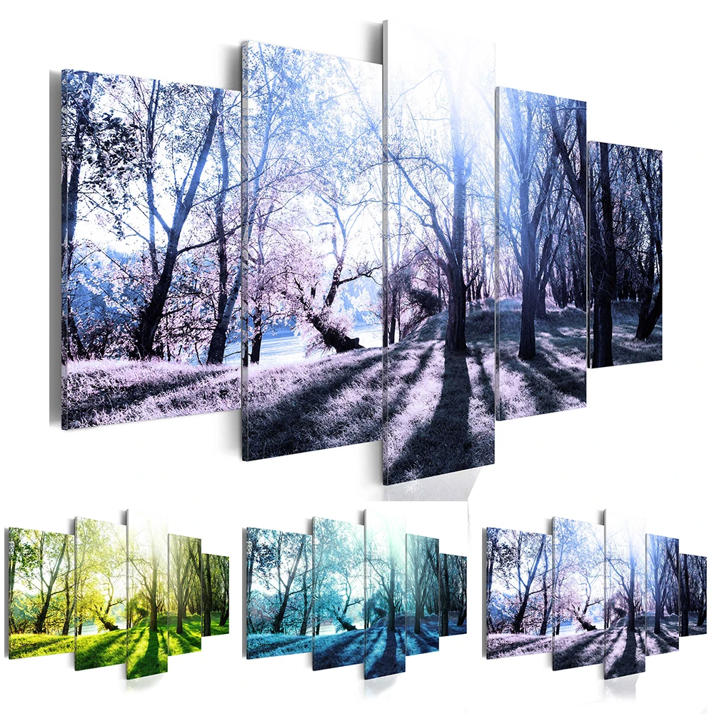 

Unframed HD Forest Landscape 5 Piece Art Wall Decor Canvas Painting