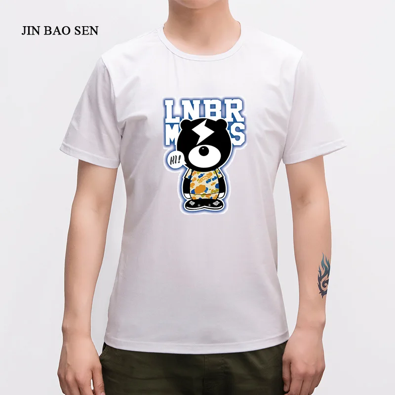 JINBAOSEN 2018 новая футболка с круглым вырезом брендовая одежда Для мужчин панда