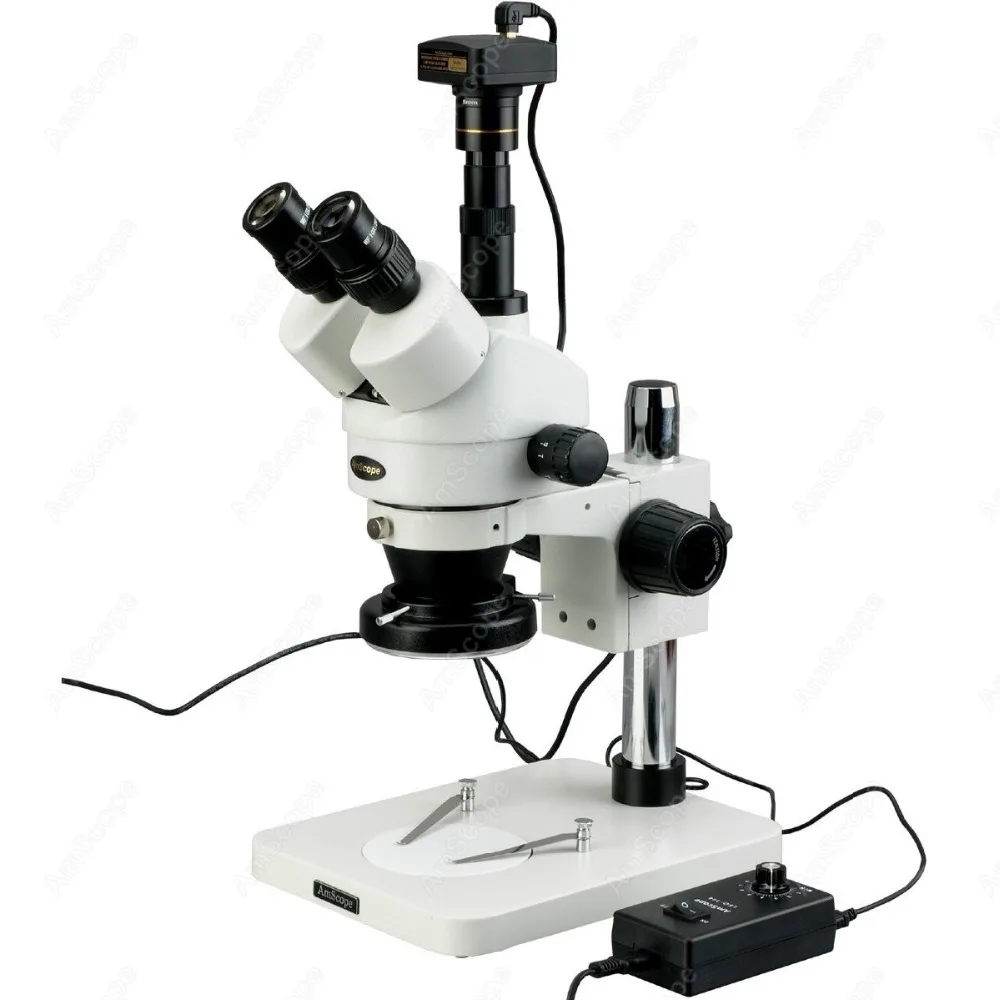 Зум стерео микроскоп -- AmScope поставки 3.5X-90X зум с 144-LED Кольцевой свет + 5 МП цифровой