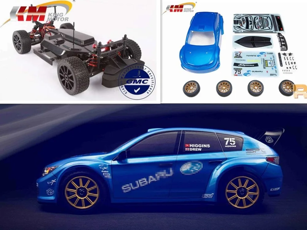 KM 1/7 RC Subaru Rally WRC Remote Control Simulated rally car Two sets tires 20kg metal svrvo castle 120A esc 1515 motor MT-305 wrc 7