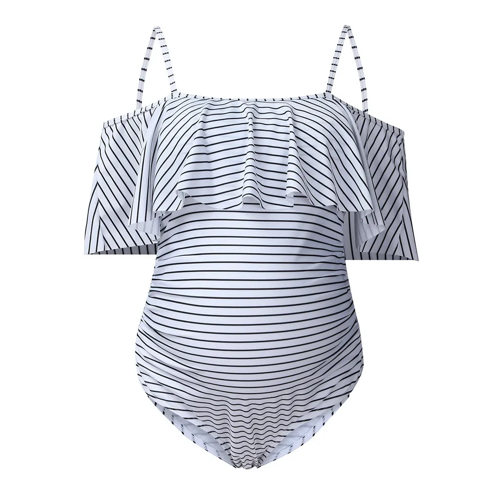 Женский купальник без рукавов с оборками для беременных Цельный танкини бикини