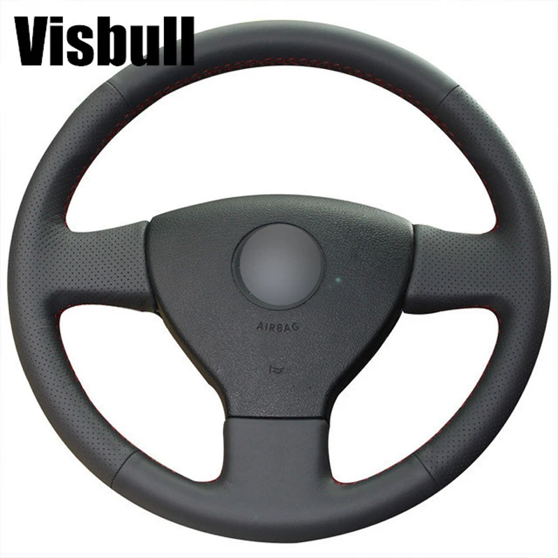 Visbull Black PU Leather Car Steering Wheel Cover V1086 for Volkswagen Old VW Golf Polo Sagitar Lavida 2010 | Автомобили и