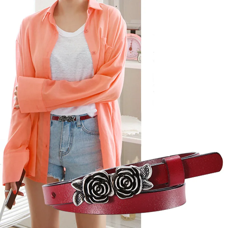 2019 женские обтягивающие тонкие ремни для платья джинсы модные цветочные пряжки