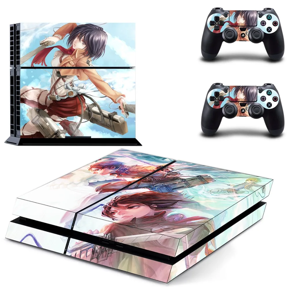 Атака на Титанов PS4 кожи Стикеры наклейка для Sony Игровые приставки 4 консоли и 2 Пульты ДУ для игровых приставок PS4 кожи Стикеры винил