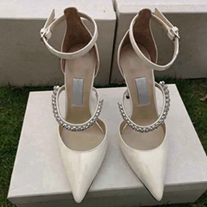 White Chueyz/женские босоножки на высоком тонком каблуке; Новинка; модные летние босоножки с острым носком; пикантная обувь для вечеринок; Size34-41 из натуральной кожи - Color: White