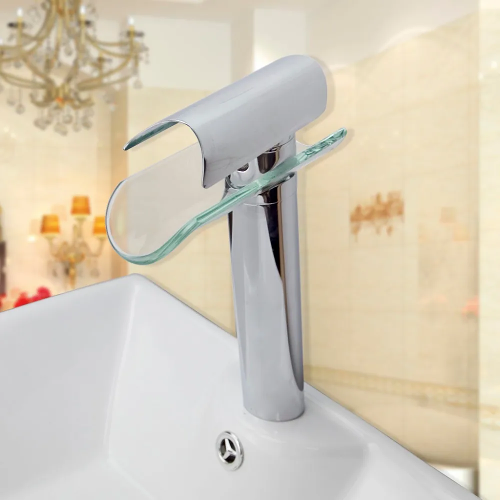 Новый стеклянный кран с водопадом смеситель для ванной комнаты одной ручкой