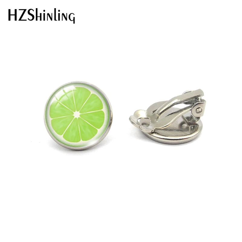 Silver-6 Новая мода круглые без пирсинга серьги клип свежие фрукты узор оранжевый арбуз летние аксессуары ювелирные изделия - Окраска металла: Silver-6