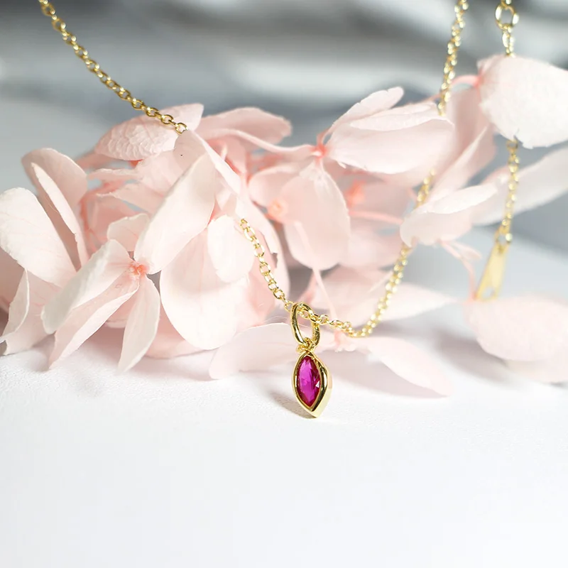 Pink zircon clavicle necklace s925 sterling silver for women | Украшения и аксессуары