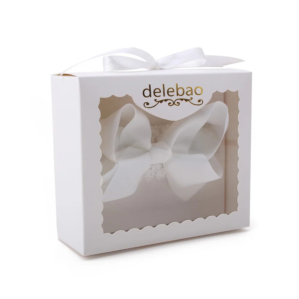 

Delebao Pure White Flowers Ange Headband Hair Accessories Transparent Crystal Christening Headband For 0-2 Years Newborn Baby