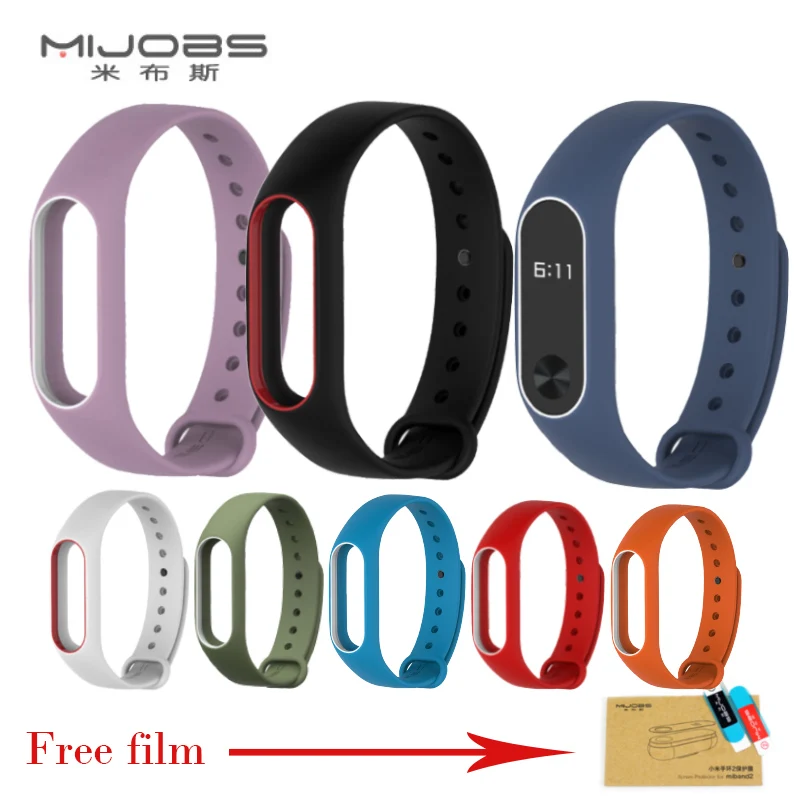 Mijobs Xiaomi Mi Band 2 ремешки для силиконовый ремешок Браслет Ремешок Замена красочные