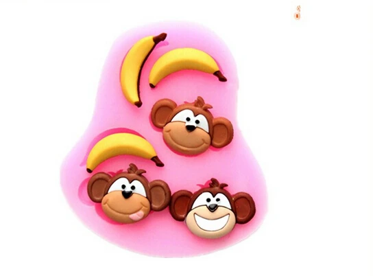 Обезьяна и банан форма для украшения тортов мастикой Мыло Плесень 100% пищевого