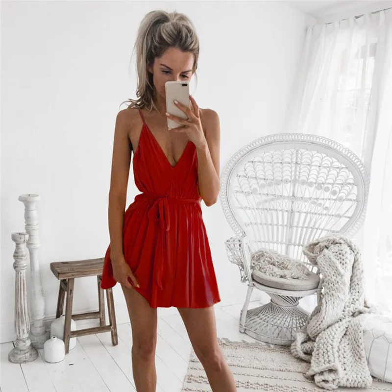 Женский пляжный сарафан Пляжное Платье на бретельках с открытой спинкой