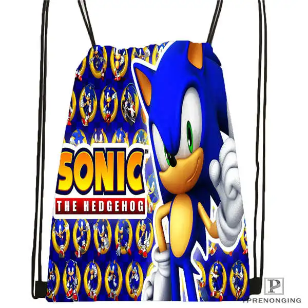 Custom sonic and friends рюкзак с кулиской сумка милый Детская (Черная задняя часть) 31x40 см