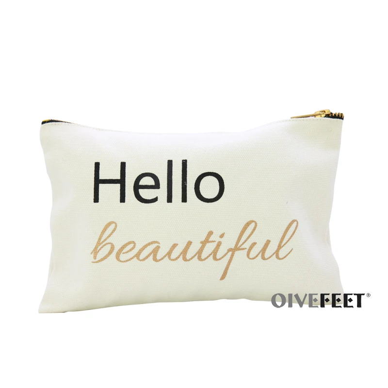 OIVEFEET LGC193, Mrs белая Брезентовая сумка для макияжа с золотой молнией, металлическая косметичка с принтом, подарок для невесты, модная сумка для свадьбы