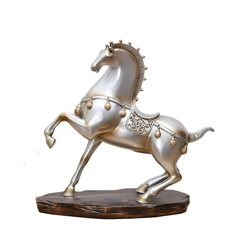Античная модель военной лошади скульптура ручной работы статуя из искусственной