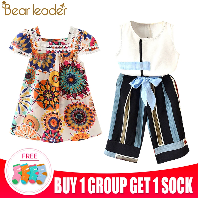 Bear Leader/комплекты одежды для маленьких девочек г., модная одежда для малышей детская джинсовая рубашка+ леопардовая юбка+ повязка на голову, комплект одежды из 3 предметов