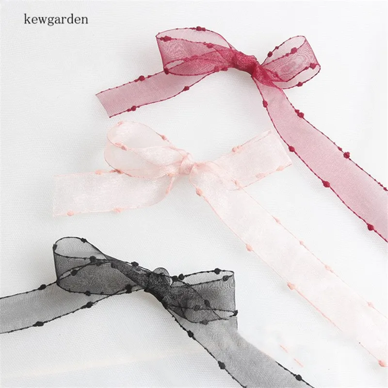 Kewgarden 1 &quot25 мм кружева снег марлевые ленты вручную изготовленная лента DIY бант