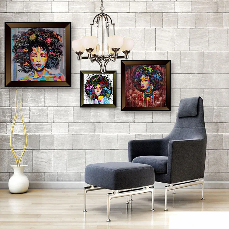 Wall art painting pictures Portrait Africa American Graffiti poster Canvas Printings decoration Unframed | Дом и сад