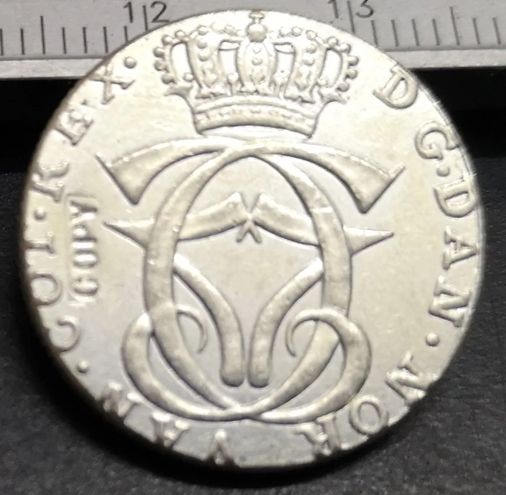 1769 Дания, 1/4 г., специальный упаковщик-христианская Посеребренная копировальная монета IV