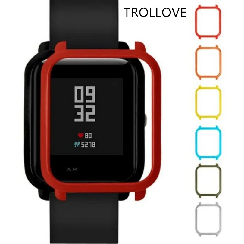 Тонкий Цветной корпус TROLLOVE чехол из поликарбоната защитный для Xiaomi Huami Amazfit Bip Youth