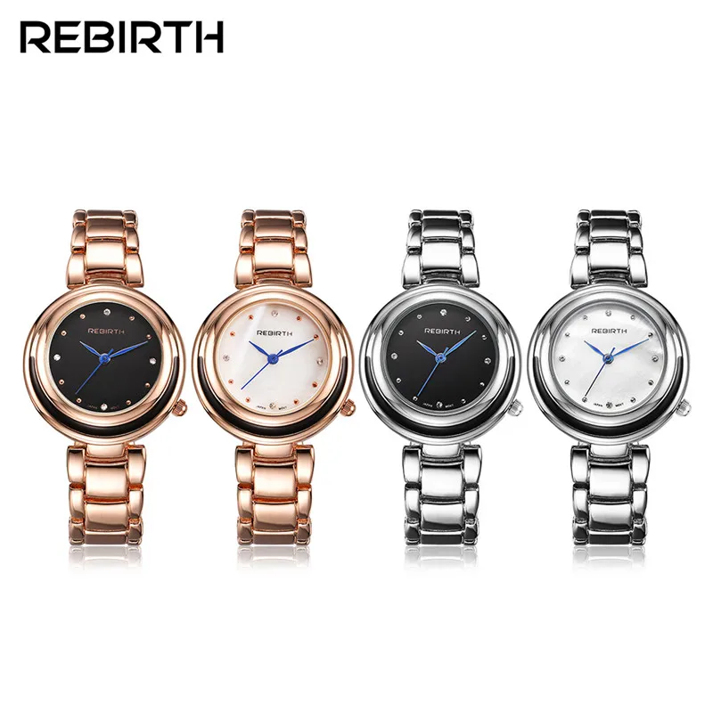 Женские наручные часы REBIRTH роскошные Брендовые Часы с розовым золотом и