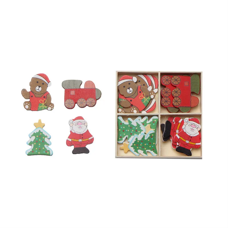 20 шт./кор. Рождественский деревянный этикетки Рождество Шкаф окна наклейки на