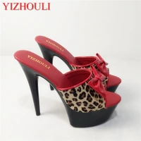 15 cm sexy high heels painted slippers sweet and sexy bow decoration bride high heels slippers