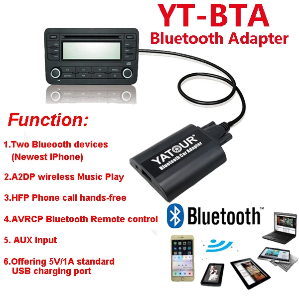 Фото Yatour Bluetooth Музыка Воспроизведение телефонных звонков громкой связи комплект для Peugeot Citroen RD3 автомобильные радиоприемники №5