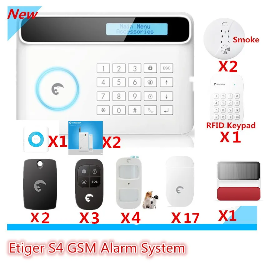 Бесплатная доставка система домашней сигнализации Etiger GSM с RFID клавиатурой для