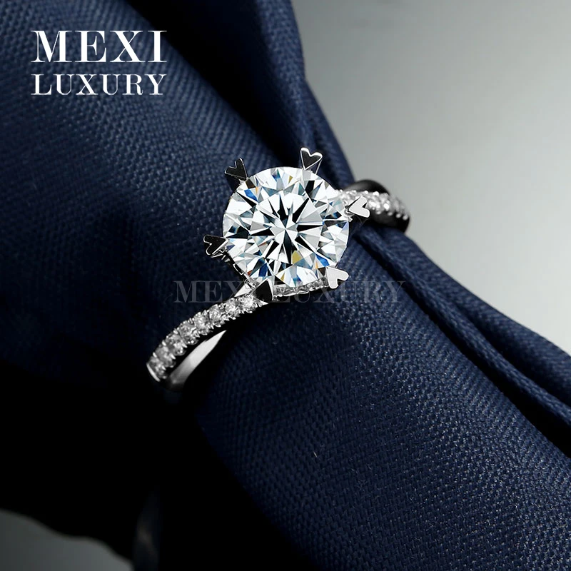 Круглый 1.5Ct EF Moissanites Винтаж 18 К белого золота Для женщин Юбилей кольцо Гарантия