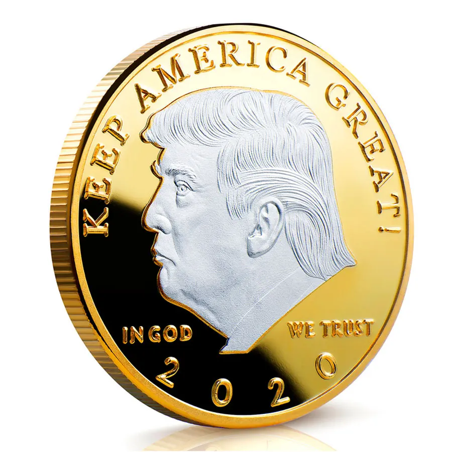 2020 Новый американский 45 й президент Дональд Трамп Позолоченные памятные монеты