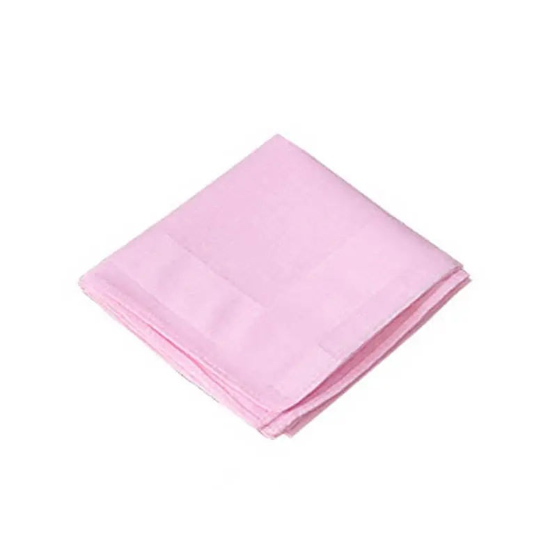 Solid Pure Color Handkerchief Cotton Women Plain Pocket Squares Hankies Gift For Girl Neck Hair Scarf Towel Soft 40*40cm 1 PC - Color: pink