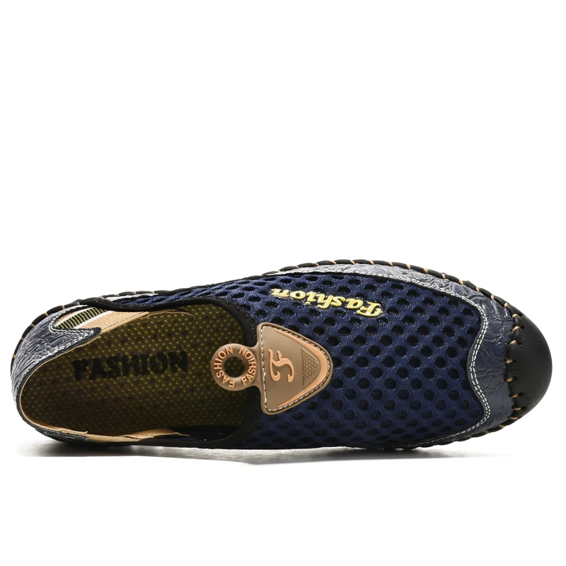 SUROM Summer New Casual Shoes Men Sneakers Breathable Leather Mesh Fashion Driving Comfortable Soft Hand Made Loafers | Обувь