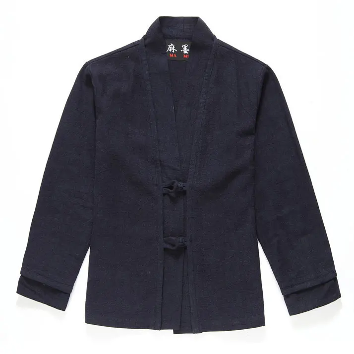 Китайский стиль две кнопки v образный вырез кардиган ретро хлопок лен куртки и