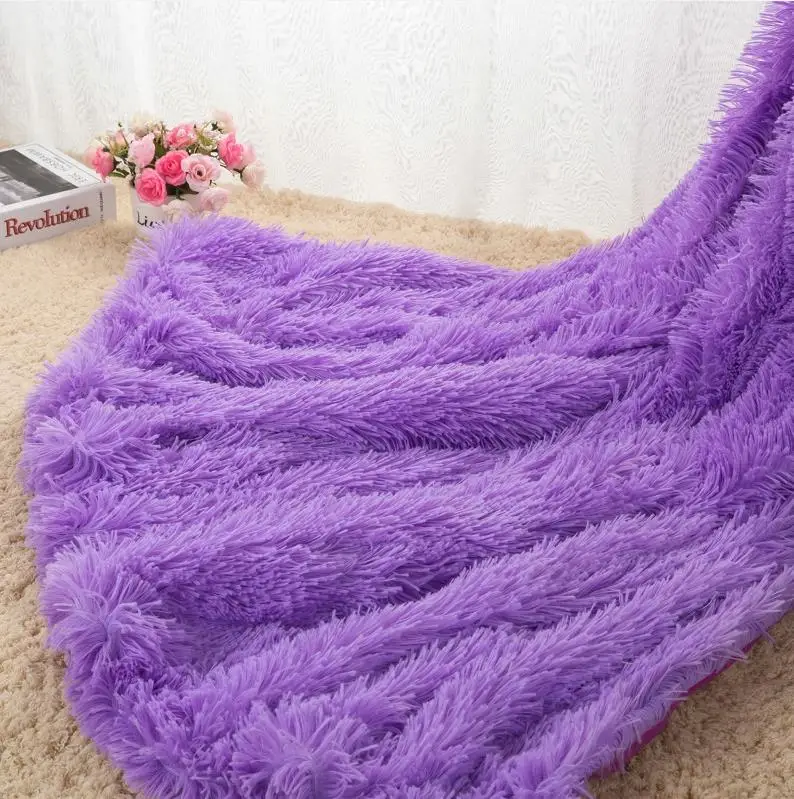 Purple Однотонное плюшевое одеяло для дивана, переносное одеяло для пикника и путешествий, домашнее одеяло для взрослых, s для кровати, весна/осень, дорожный плед - Цвет: Purple