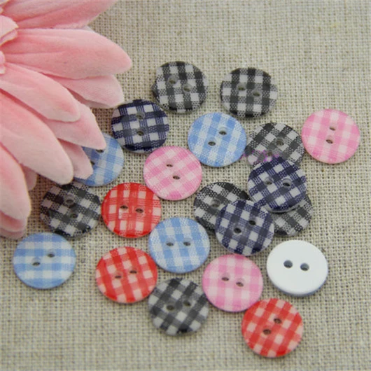 

Fancy DIY 300pcs 13mm plastic sewing buttons 2 hole checked grid design kidswear resin button mmbt021