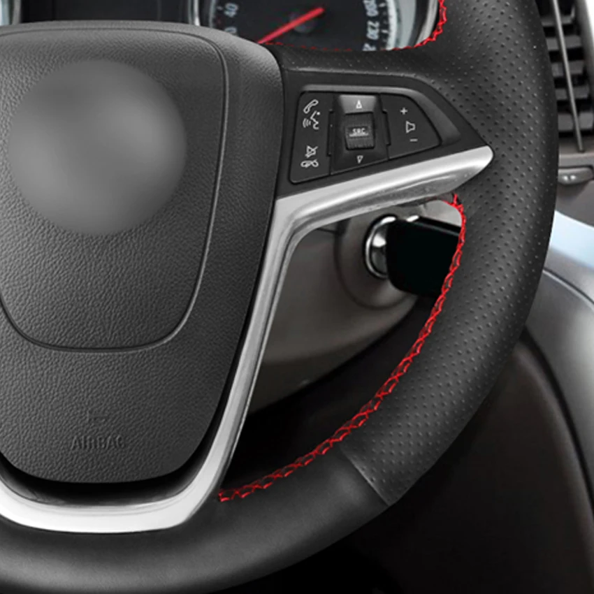 Черный чехол рулевого колеса автомобиля из искусственной кожи для Opel Mokka Cascada 2012- Insignia 2008-2013 Astra(J) Meriva(B) 2010