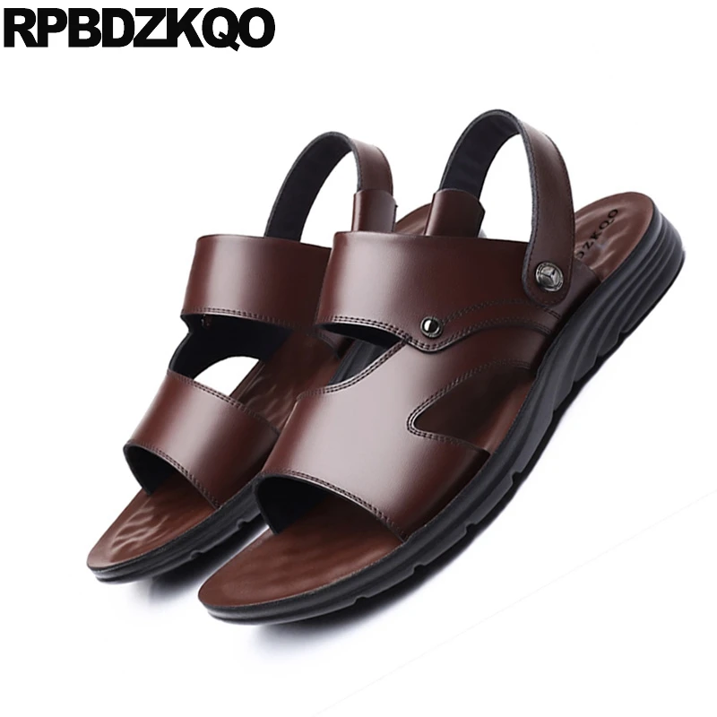 Сникерсы мужские кожаные Мягкие Водонепроницаемые тапочки ремешок для улицы